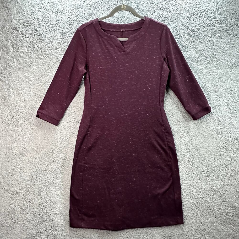 Royal Robbins Women's Small Burgundy Activewear Dress‎ Crop Sleeves Zip Pockets
